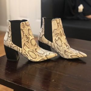 Qupid Faux Snake Skin Booties